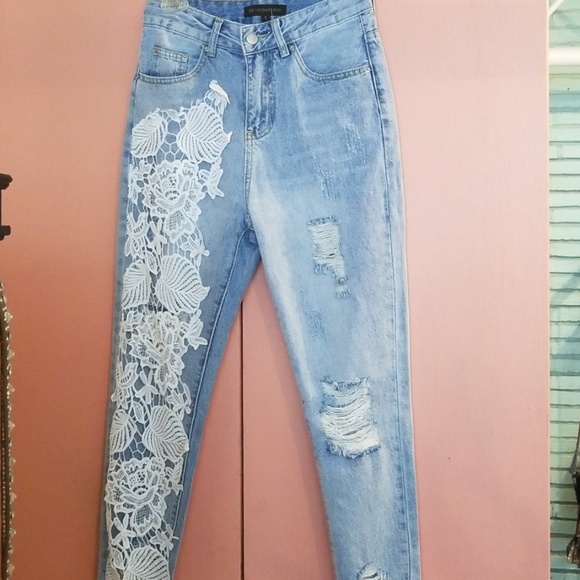 The Vintage Shop Pants - Crochet Lace Jeans